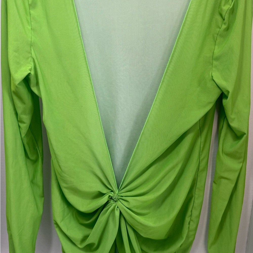 Green Twist-Front Long Sleeve Women's Top